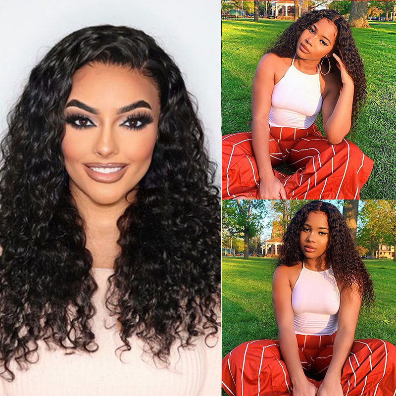 VIYA Water Wave 5x5 Lace Closure Wig Natural Black Human Hair Wig