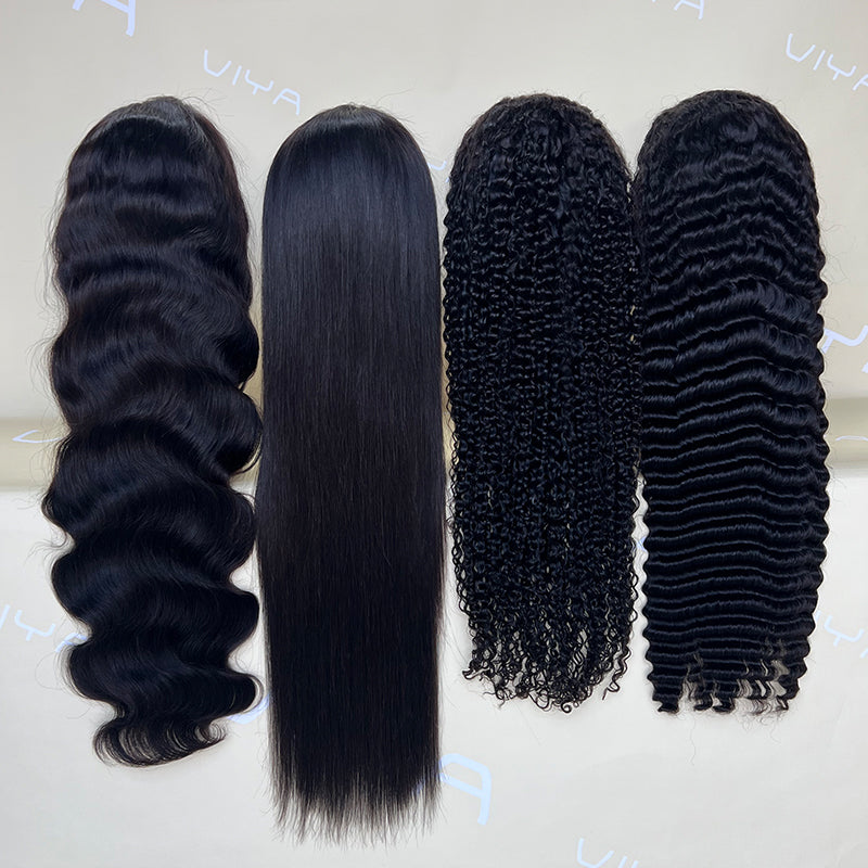 VIYA 3 PCS 5x5 Transparent Lace Closure All Pre Styled Natural Black Wig Wholesale Package Deal