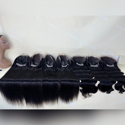 VIYA 5 PCS 13x6 Transparent Lace Frontal All Pre Styled Natural Black Wig Wholesale Package Deal