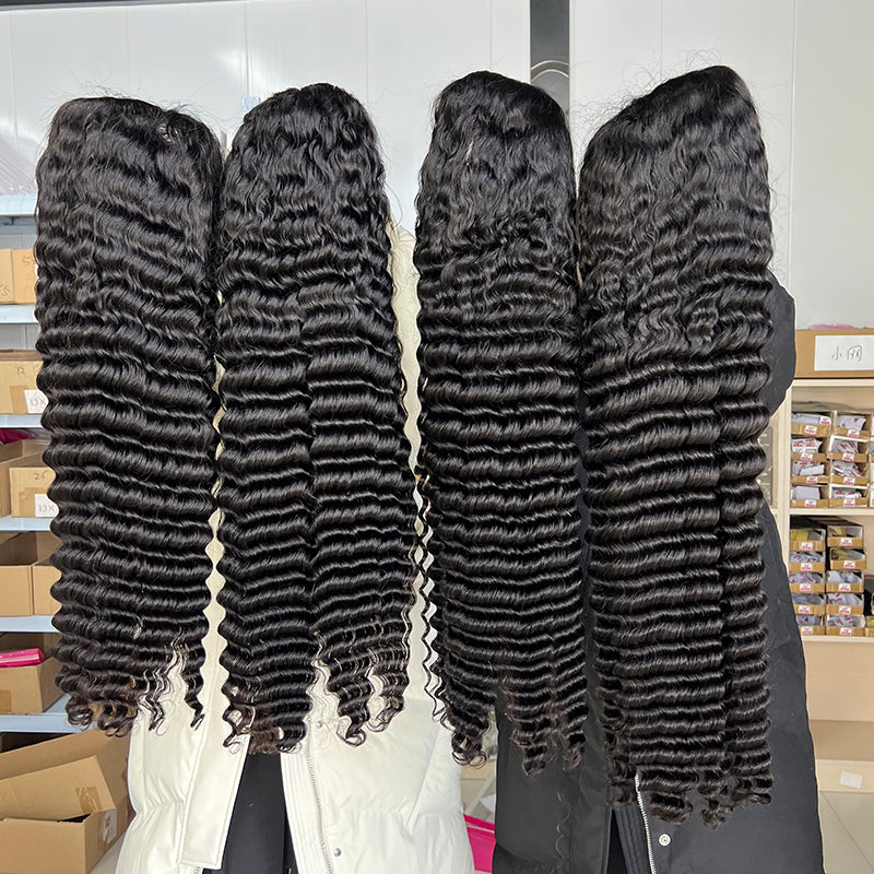VIYA 5 PCS 5x5 Transparent Lace Closure All Pre Styled Natural Black Wig Wholesale Package Deal