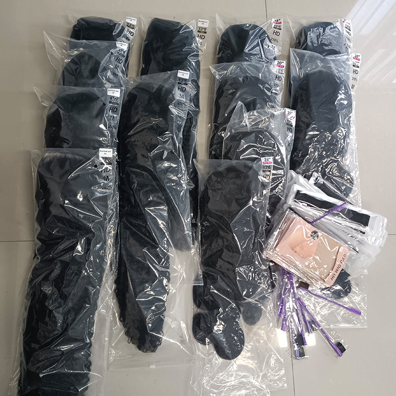 VIYA 3 PCS 13x6 Transparent Lace Frontal Popular Textures All Pre Styled Natural Black Wig Wholesale Package Deal